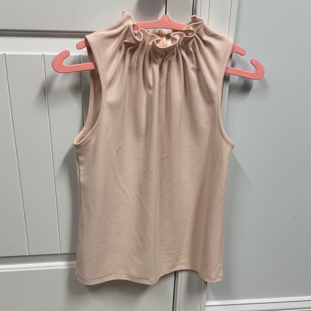 Ann Taylor Blush Ruffled Neck Blouse